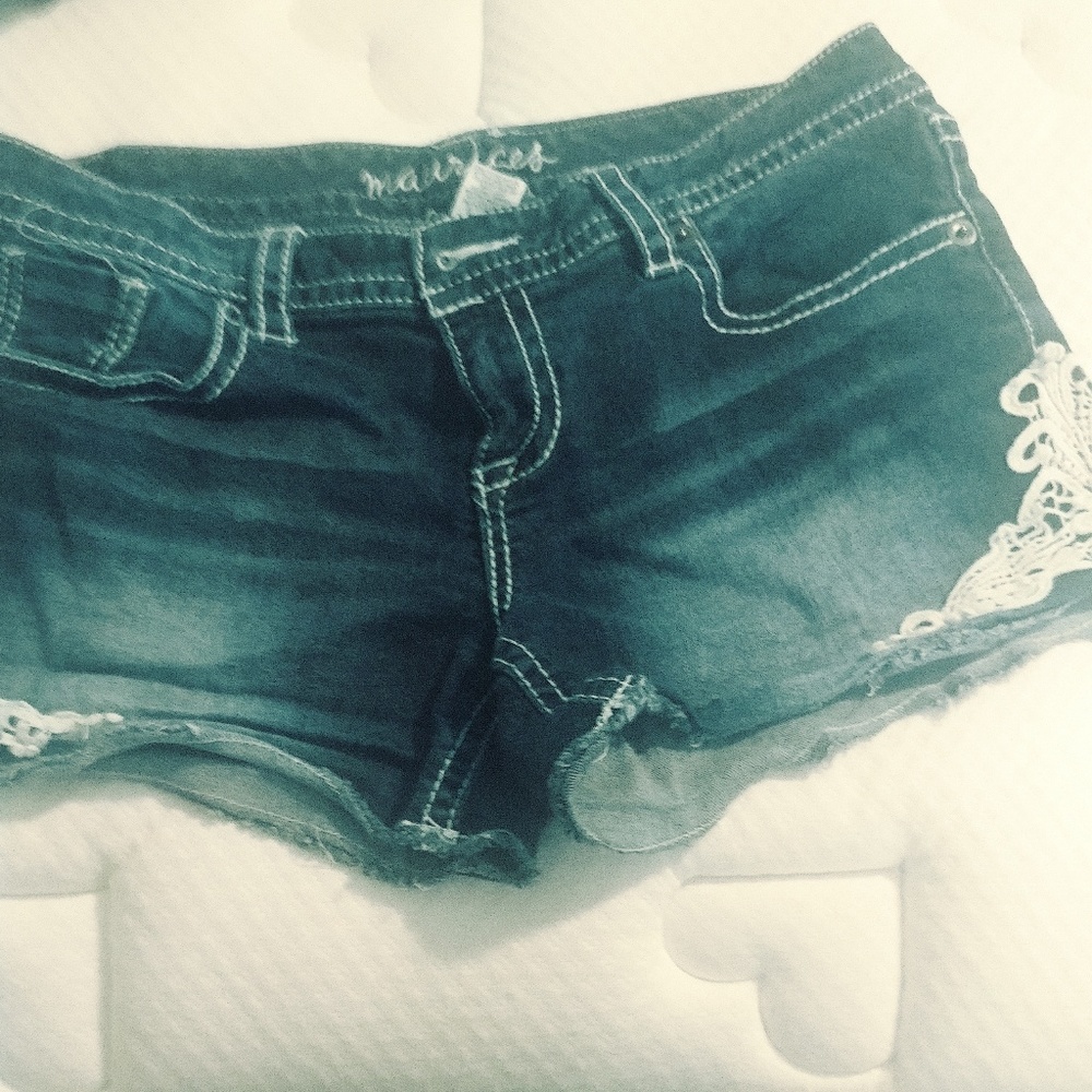 Lace jean shorts